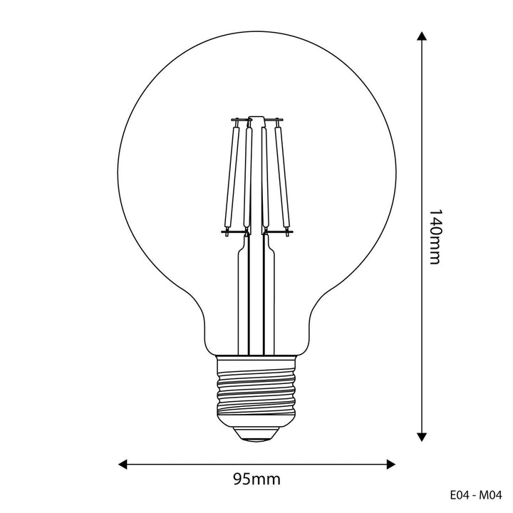 LED Filament Large Globe G95 4W 470LM E27 Clear 2700K