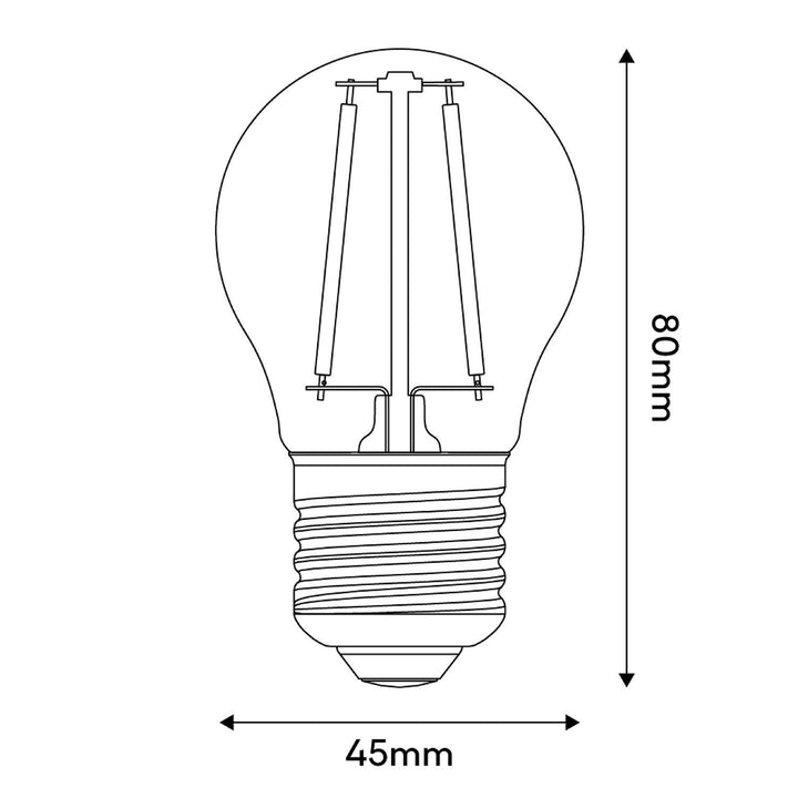 LED Filament Mini Globe G45 2W 136LM E27 Clear 2700K