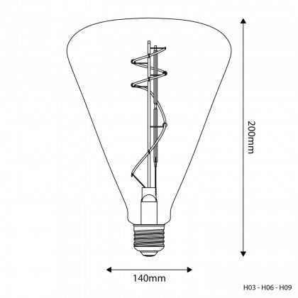 LED Vintage Filament HL Cone 140 8.8W 806LM E27 Gold 2200K Dimmable