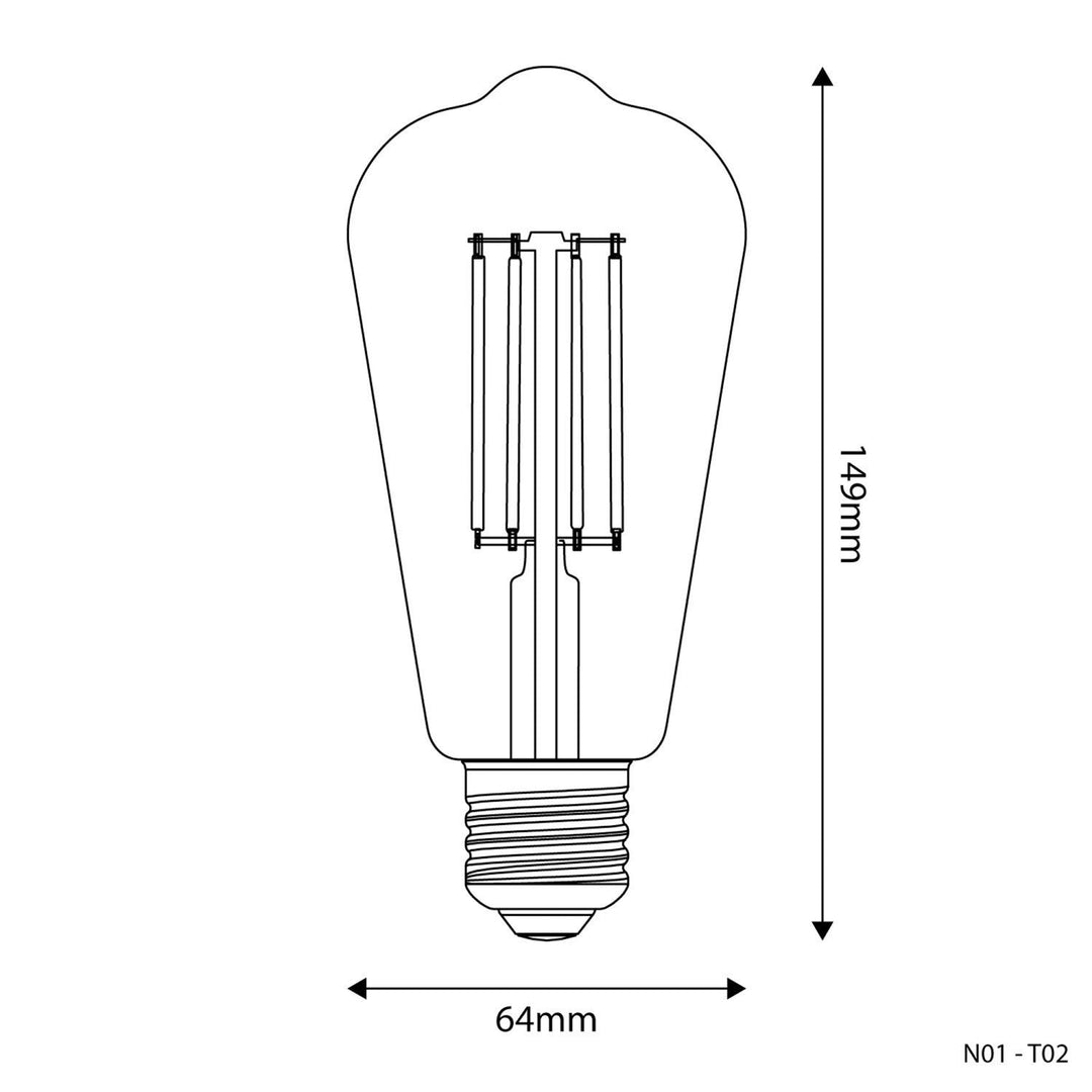 LED Filament Vintage Bulb ST64 7W 806LM E27 Clear 3500K Dimmable