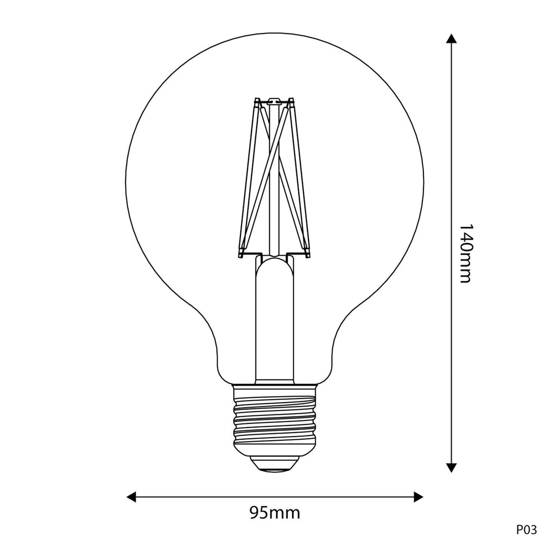 LED Porcelain Large Globe Bulb G95 7W 640LM E27 Satin 2700K RA95 Dimmable