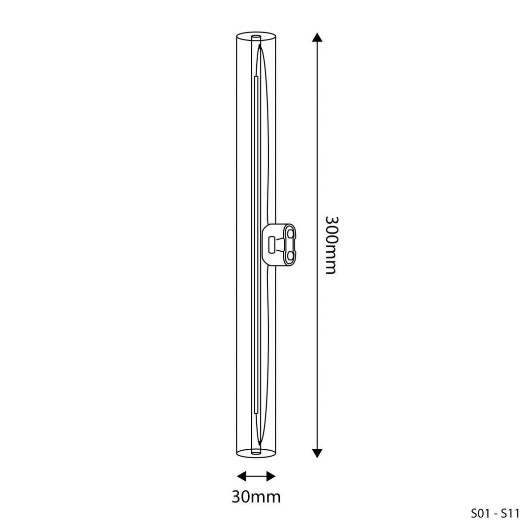 LED Linear Lamp 300mm 6W 520LM S14D Clear 2700K Dimmable