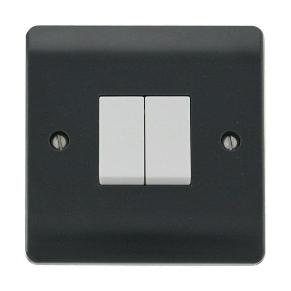 Mode Part M 10AX 2 Gang 2 Way Switch Plate Anthracite Grey / Polar White