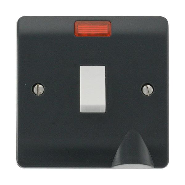 Mode Part M 20A DP Switch with Flex Outlet & Neon Anthracite Grey / Polar White