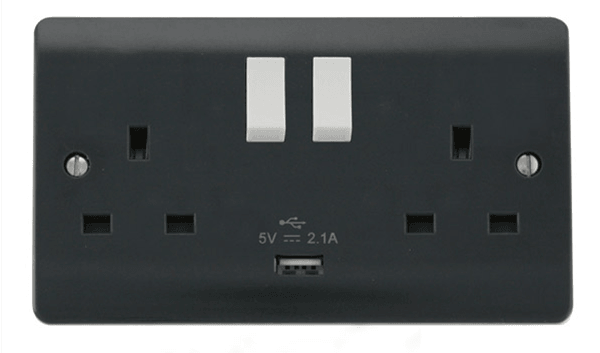 Click Mode Part M 13A 2 Gang Switched Socket With 2.1A USB Outlet (Twin Earth) CMA770AG