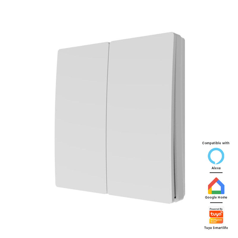 Culina 2-Gang Kinetic Push Switch Matt White IP65 front view