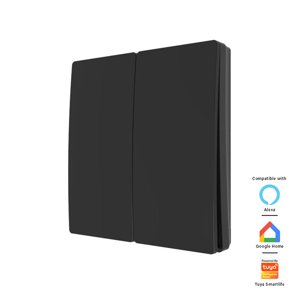 Culina 2-Gang Kinetic Push Switch in Matt Black, front view