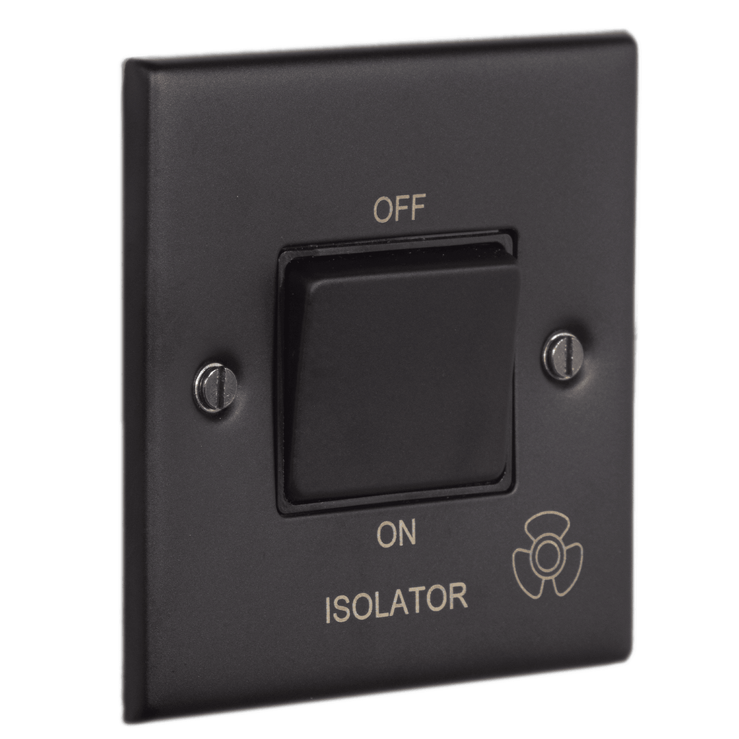 LGA Selectric Matt Black Fan Isolator Switch 10a Triple Pole DSL11-08 | 5M Range