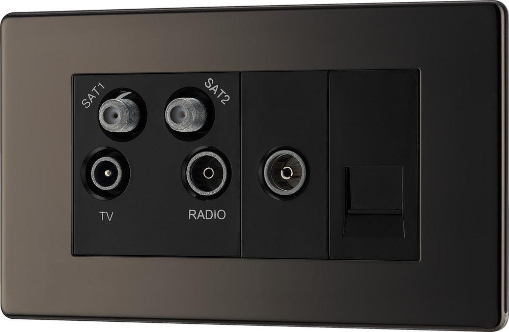 BG Fbn Bk Qua Tv/Fm/Sat Skt(2)+R&1G Tel Scr Black Nickel FBN69-01