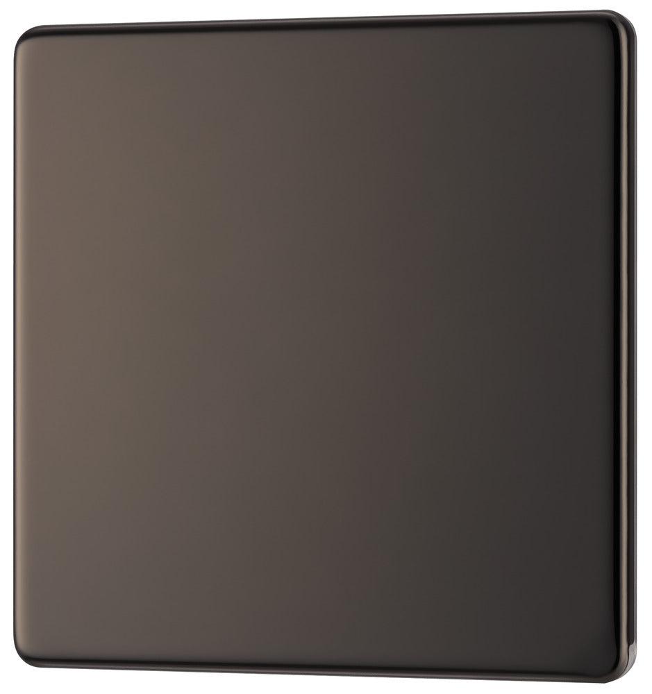 BG Screwless Flatplate Single Blank Plate Black Nickel FBN94-01