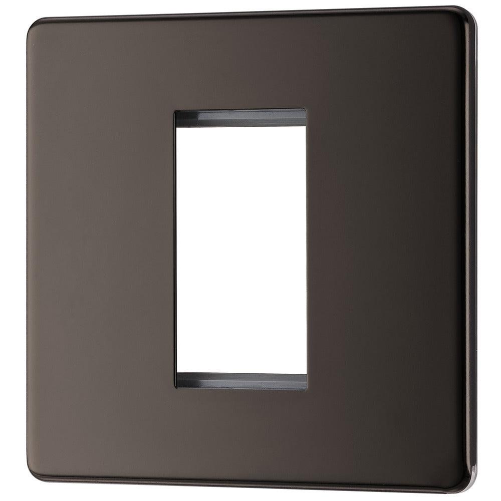 BG Screwless Flatplate Single Square Front Plate Black Nickel FBNEMS1-01