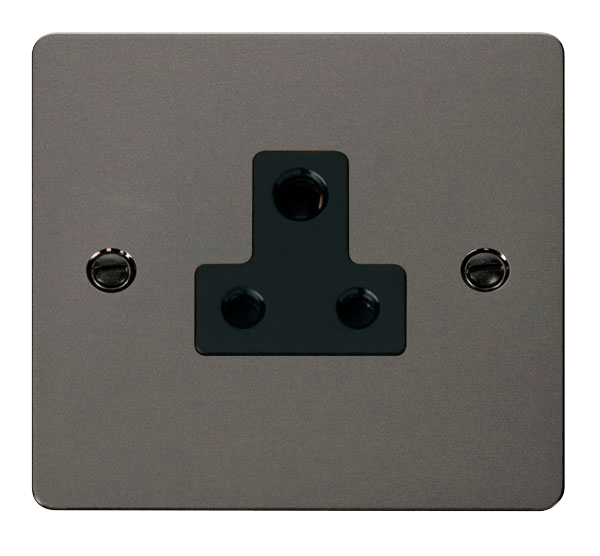 Define 5A Round Pin Socket Outlet  FPBN038BK | Prisma Lighting