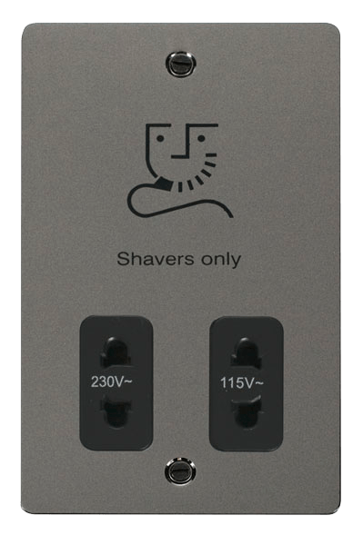 Define 115/230V Shaver Socket Outlet FPBN100BK | Prisma Lighting