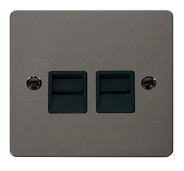 Define Twin Telephone Socket Secondary  FPBN126BK | Prisma Lighting