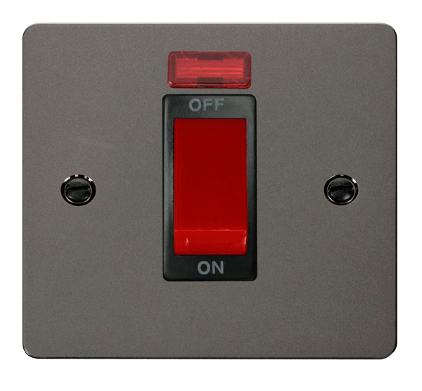 Define 1 Gang 45A DP Switch + Neon  FPBN201BK | Prisma Lighting