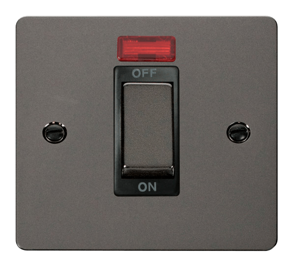 Define Ingot 1 Gang 45A DP Switch With Neon FPBN501BK | Prisma Lighting