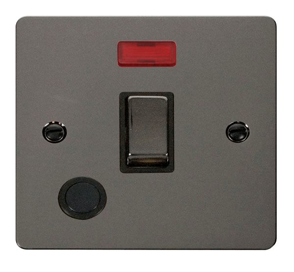 Define Ingot 20A 1 Gang DP Switch + Flex Outlet  + Neon  FPBN523BK | Prisma Lighting