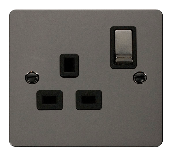 Define Ingot 1 Gang 13A DP Switched Socket  FPBN535BK | Prisma Lighting