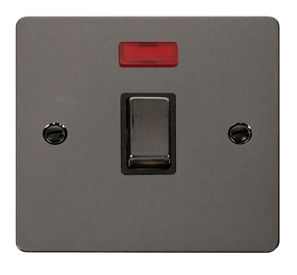 Define Ingot 20A 1 Gang DP Switch  + Neon  FPBN723BK | Prisma Lighting