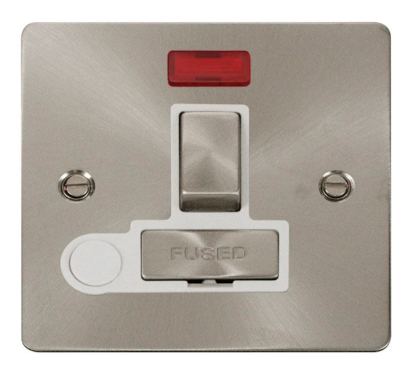 Define Flat Plate Ingot 13A - Ingot 13A Switched Connection Unit  + Flex Outlet + Neon - White in black finish.