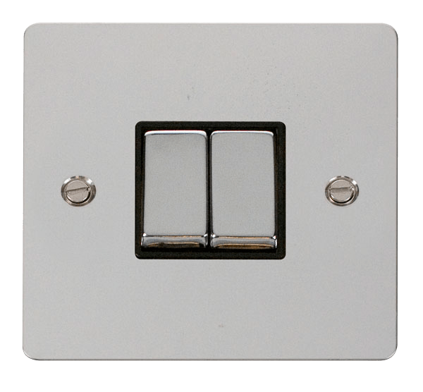 Define Flat Plate Ingot 10A - Ingot 10AX 2 Gang 2 Way Switch  - Black in black finish.