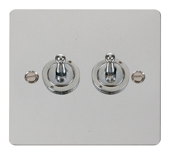 Define Flat Plate 10A 2Gang - 10AX 2 Gang 2 Way Toggle  Switch in black finish.