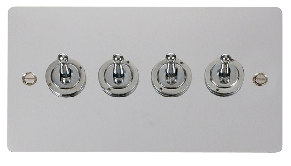 Define Flat Plate 10A 4Gang - 10AX 4 Gang 2 Way Toggle  Switch in black finish.