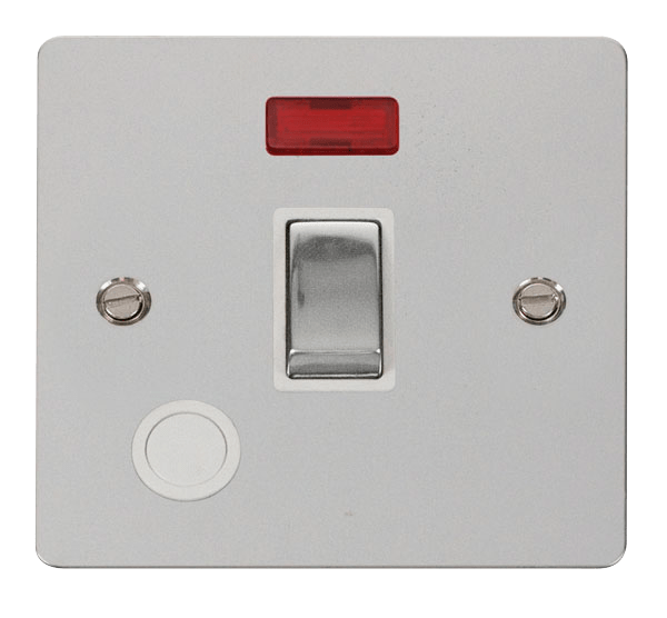 Define Flat Plate Ingot 20A - Ingot 20A 1 Gang DP Switch + Flex Outlet  + Neon  - White in black finish.