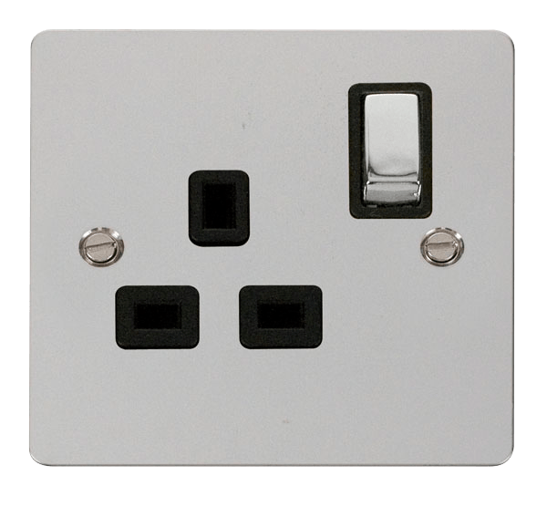 Define Flat Pl Ingot 1Gang - Ingot 1 Gang 13A DP Switched Socket  - Black in black finish.