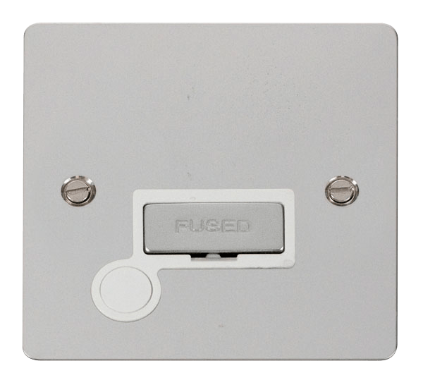 Define Flat Pl Ingot Spur + - Ingot 13A Connection Unit  + Flex Outlet - White in black finish.