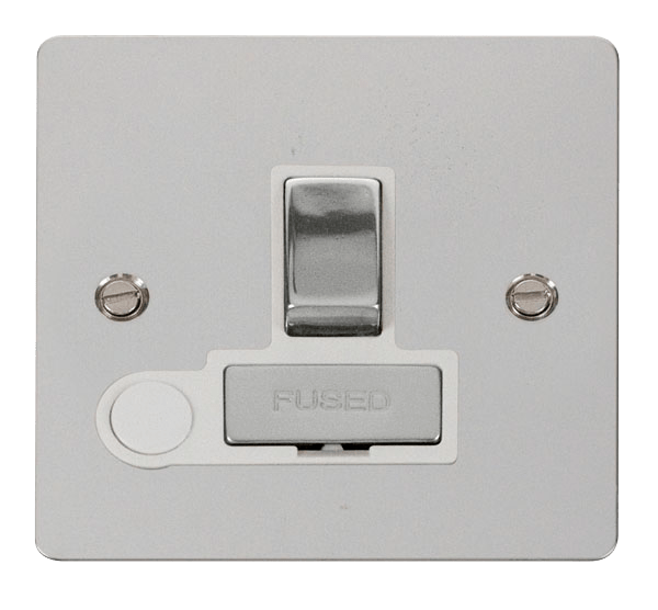 Define Flat Plate Ingot 13A - Ingot 13A Switched Connection Unit  + Flex Outlet - White in black finish.