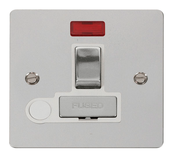 Define Flat Plate Ingot 13A - Ingot 13A Switched Connection Unit  + Flex Outlet + Neon - White in black finish.