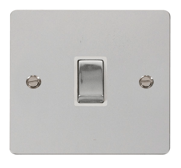 Define Flat Plate Ingot 20A - Ingot 20A 1 Gang DP Switch   - White in black finish.