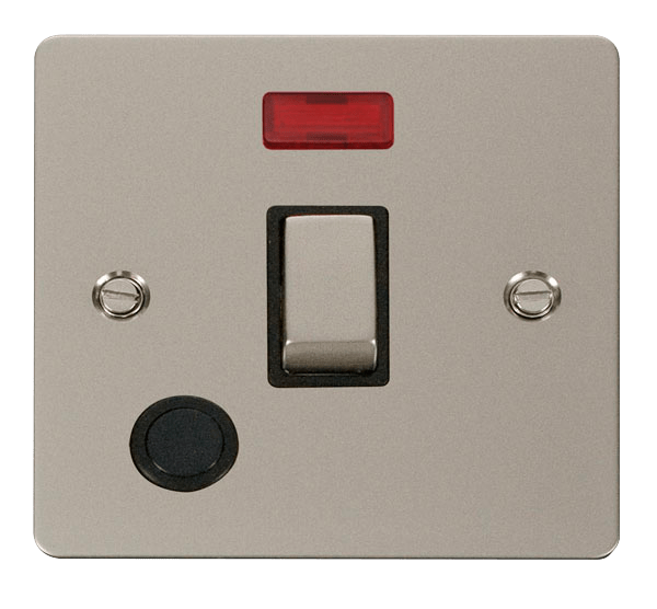 Define Flat Plate Ingot 20A - Ingot 20A 1 Gang DP Switch + Flex Outlet  + Neon  - Black in black finish.