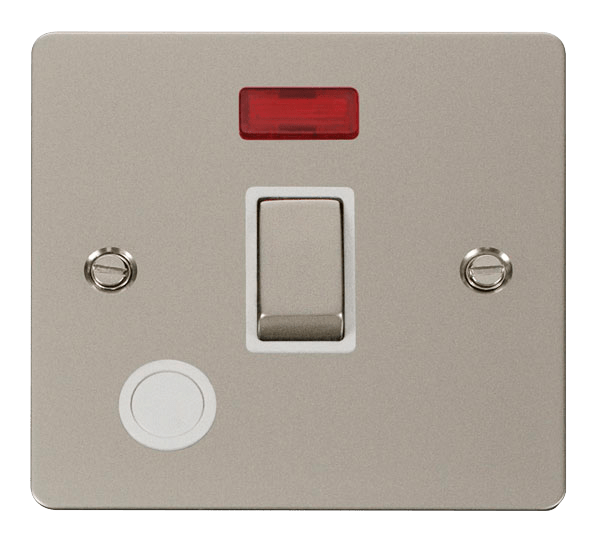 Define Flat Plate Ingot 20A - Ingot 20A 1 Gang DP Switch + Flex Outlet  + Neon  - White in black finish.