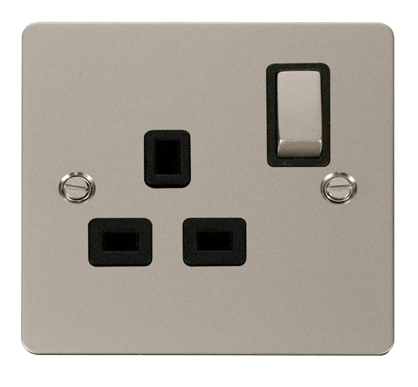 Define Flat Pl Ingot 1Gang - Ingot 1 Gang 13A DP Switched Socket  - Black in black finish.