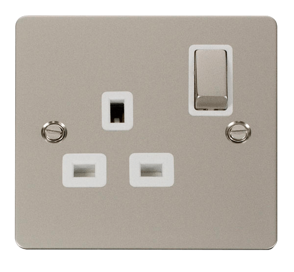 Define Flat Pl Ingot 1Gang - Ingot 1 Gang 13A DP Switched Socket  - White in black finish.