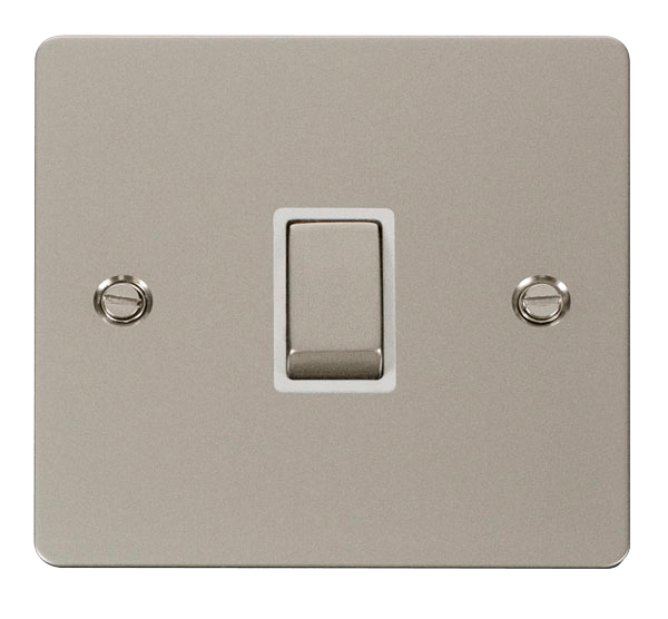 Define Flat Plate Ingot 20A - Ingot 20A 1 Gang DP Switch   - White in black finish.