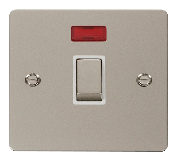 Define Flat Plate Ingot 20A - Ingot 20A 1 Gang DP Switch  + Neon  - White in black finish.