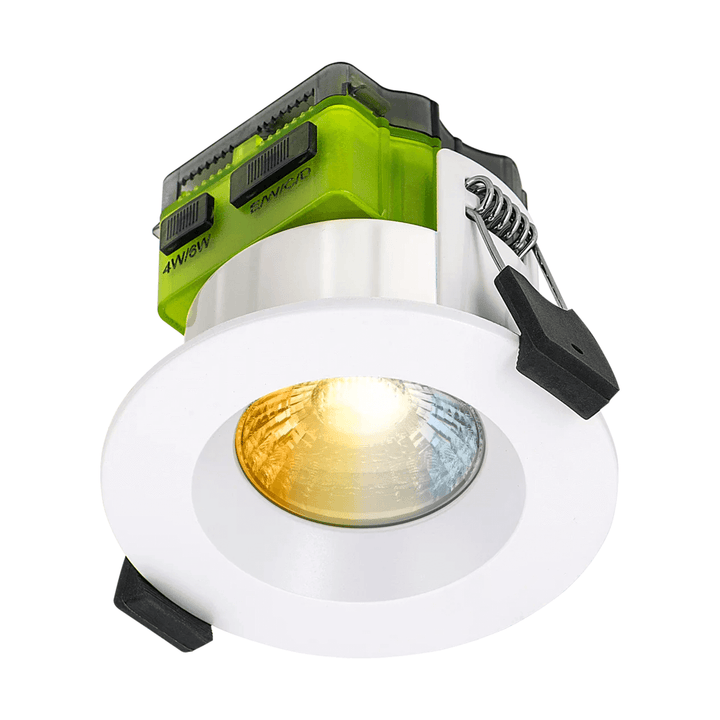 Luceco FType MK2 Regressed LED Downlight with adjustable CCT settings and IP65 rating, featuring a sleek design and glare-reducing bezel.