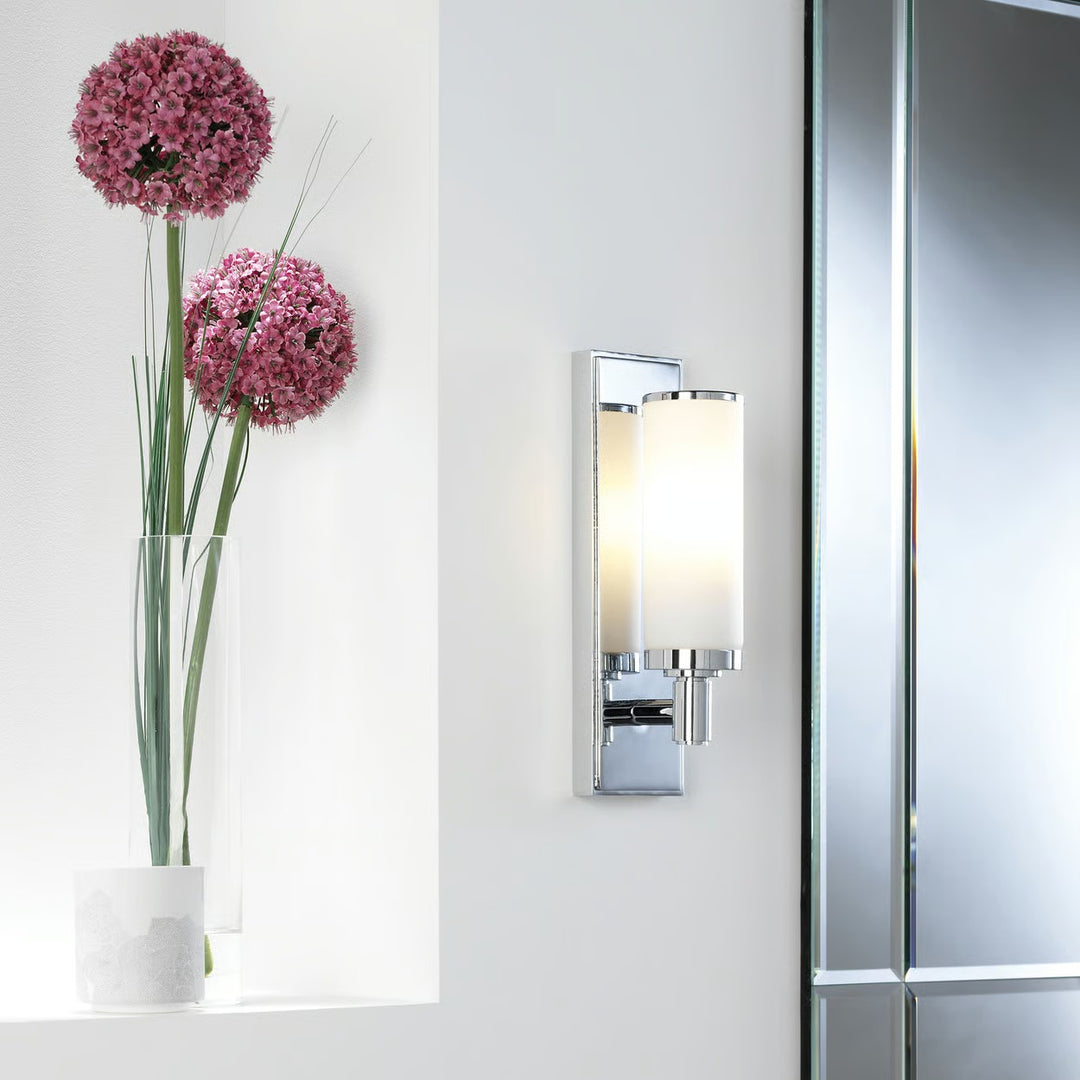Installed Verona light next to bathroom mirror