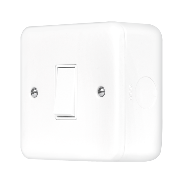 Polar White Industrial Wall Switch Metal Clad Pro 10AX 1 Gang 1 Way Switch MCP010PW