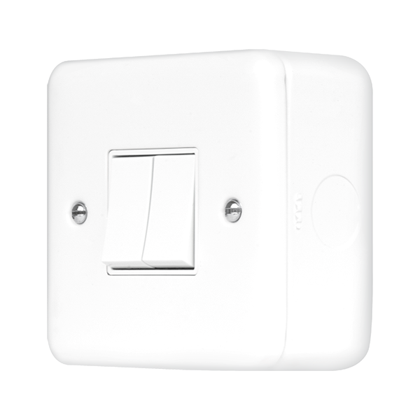 Polar White Industrial Wall Switch Metal Clad Pro 10AX 2 Gang 2 Way Switch MCP012PW