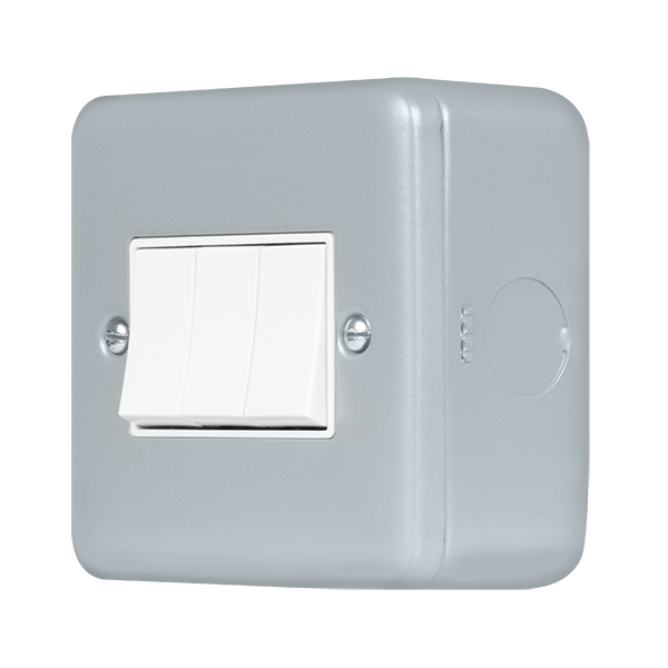 Metal Industrial Wall Switch Metal Clad Pro 10AX 3 Gang 2 Way Switch MCP013