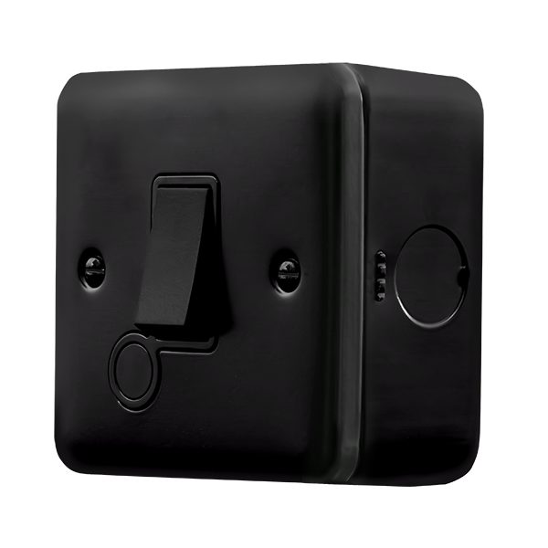 Black Industrial Wall 20a Switch Double Pole Metal Clad Pro 20A Double Pole Switch With Optional Flex Outlet MCP022BK
