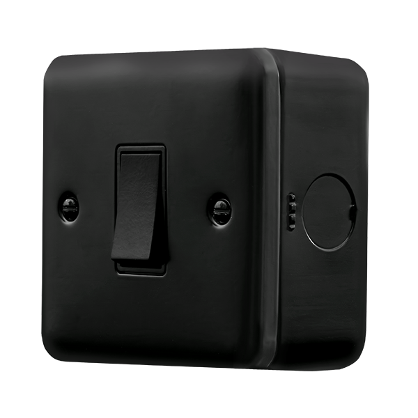 Black Industrial Wall Intermediate Switch Metal Clad Pro 10AX 1 Gang Intermediate Switch MCP025BK