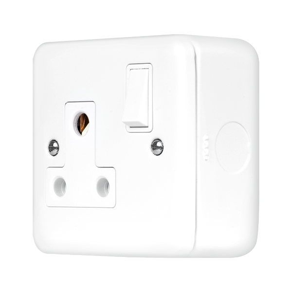 Polar White Industrial Wall 15A Round Pin Socket Metal Clad Pro 15A Round Pin Socket Outlet MCP034PW