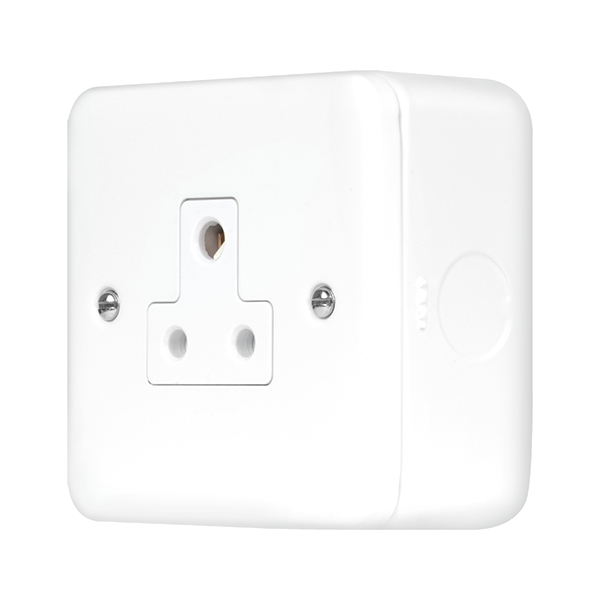 Polar White Industrial Wall 5A Round Pin Socket Metal Clad Pro 5A Round Pin Socket Outlet MCP038PW