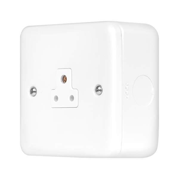 Polar White Industrial Wall 2A Round Pin Socket Metal Clad Pro 2A Round Pin Socket Outlet MCP039PW