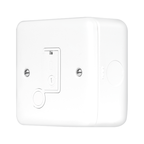 Polar White Industrial Wall 3A Fused Spur Metal Clad Pro 3A Fused Connection With Flex Outlet With Optional Flex Outlet MCP049PW